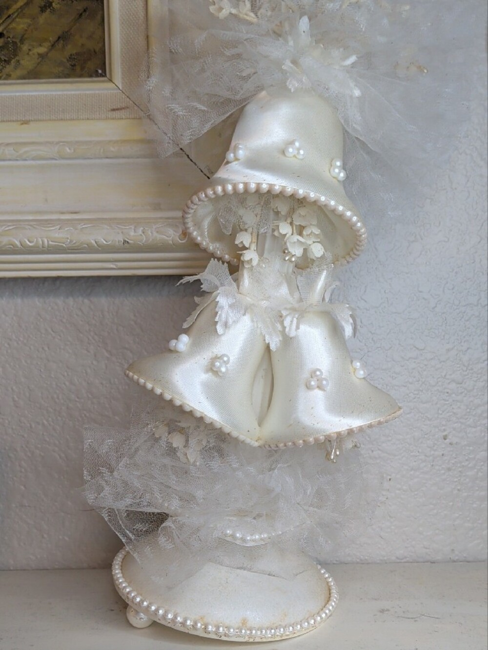 1965 Coast Novelty Pearl Bell Wedding Cake Topper MCM 12"